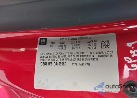 2012 Cadillac Cts Performance from USA, damaged, VIN 1G6DL1E31C0105980